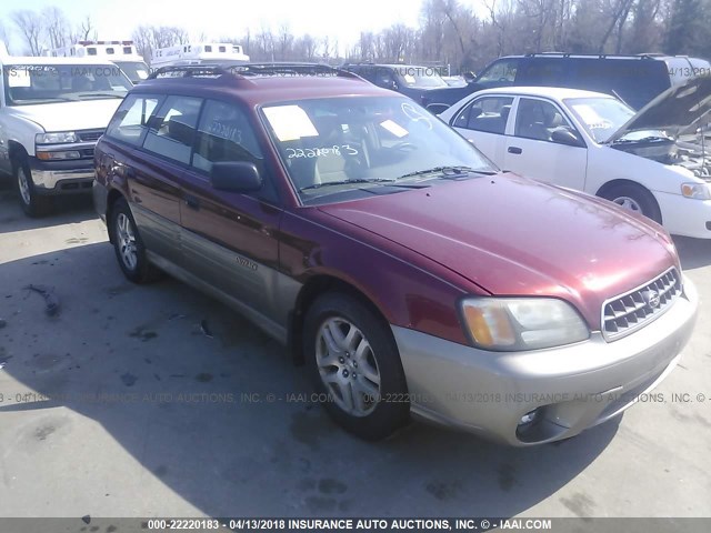 4S3BH665237644943 - 2003 SUBARU LEGACY OUTBACK RED photo 1