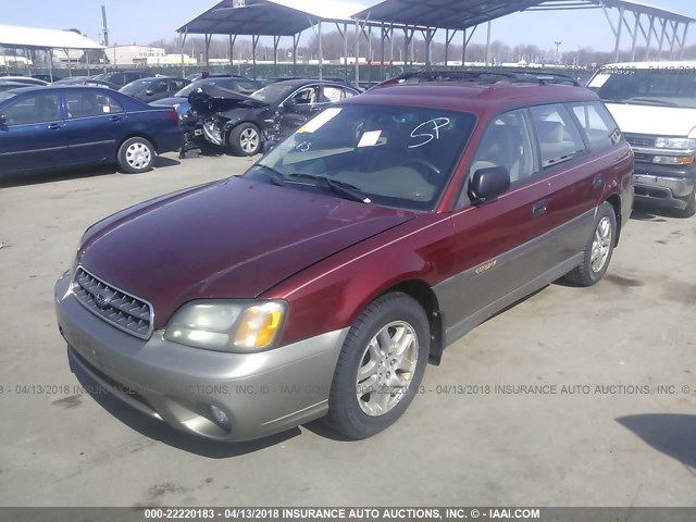 4S3BH665237644943 - 2003 SUBARU LEGACY OUTBACK RED photo 2