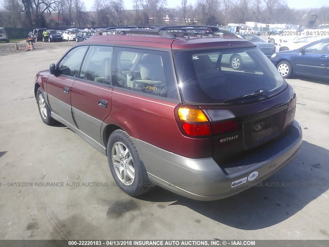 4S3BH665237644943 - 2003 SUBARU LEGACY OUTBACK RED photo 3