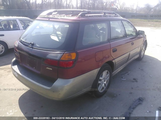 4S3BH665237644943 - 2003 SUBARU LEGACY OUTBACK RED photo 4