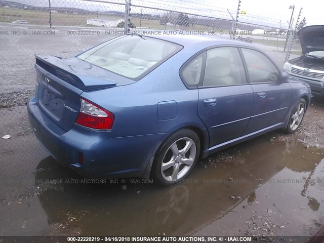 4S3BL616297220136 - 2009 SUBARU LEGACY 2.5I BLUE photo 4