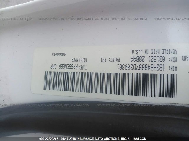 1B3HB48B97D300361 - 2007 DODGE CALIBER SXT WHITE photo 9