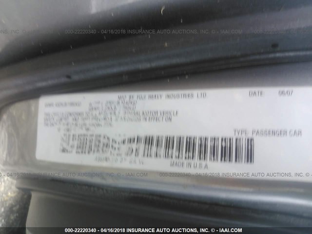 4S3BL616X87208105 - 2008 SUBARU LEGACY 2.5I SILVER photo 9