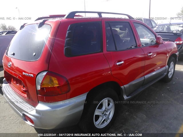 KM8SC13E23U519606 - 2003 HYUNDAI SANTA FE GLS/LX RED photo 4