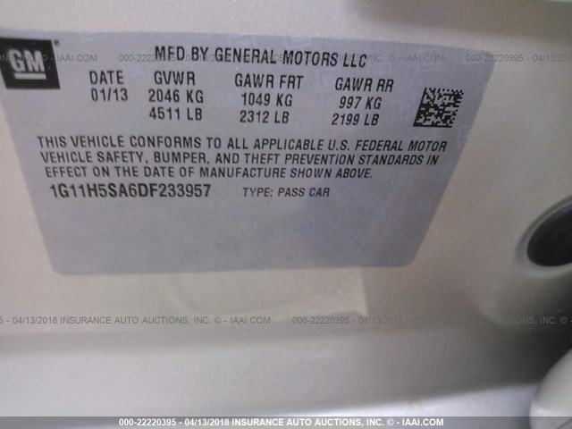 1G11H5SA6DF233957 - 2013 CHEVROLET MALIBU LTZ GOLD photo 9