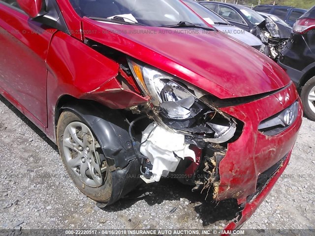 KMHCT4AE6DU534555 - 2013 HYUNDAI ACCENT GLS/GS RED photo 6