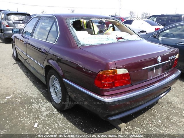 WBAGH8331XDP03635 - 1999 BMW 740 IL BURGUNDY photo 3