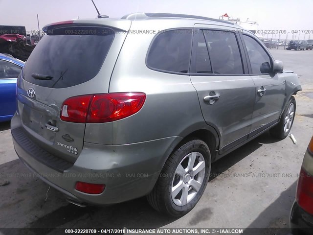 5NMSH13E08H138793 - 2008 HYUNDAI SANTA FE SE/LIMITED GREEN photo 4