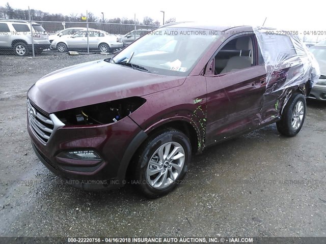 KM8J3CA46HU385028 - 2017 HYUNDAI TUCSON LIMITED/SPORT AND ECO/SE MAROON photo 2