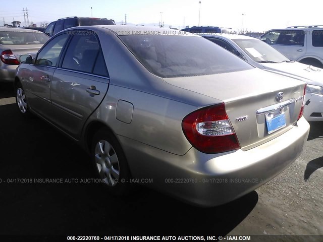 4T1BE30K82U505630 - 2002 TOYOTA CAMRY LE/XLE/SE TAN photo 3