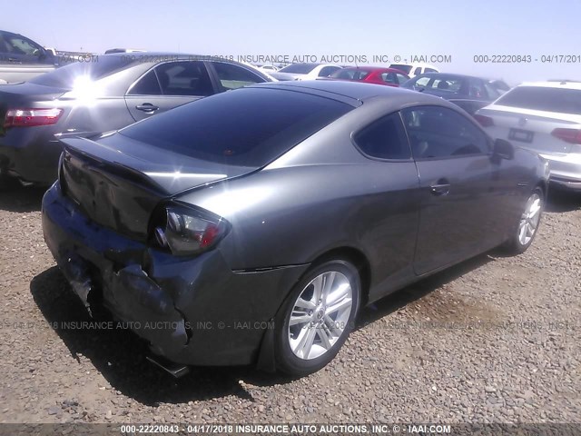 KMHHM66D57U257240 - 2007 HYUNDAI TIBURON GS GRAY photo 4