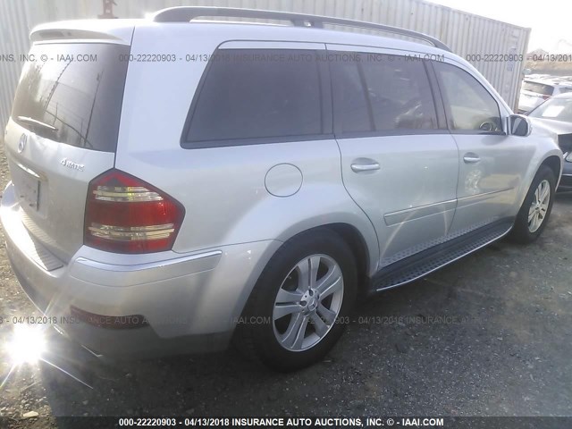 4JGBF71EX7A155665 - 2007 MERCEDES-BENZ GL 450 4MATIC SILVER photo 4