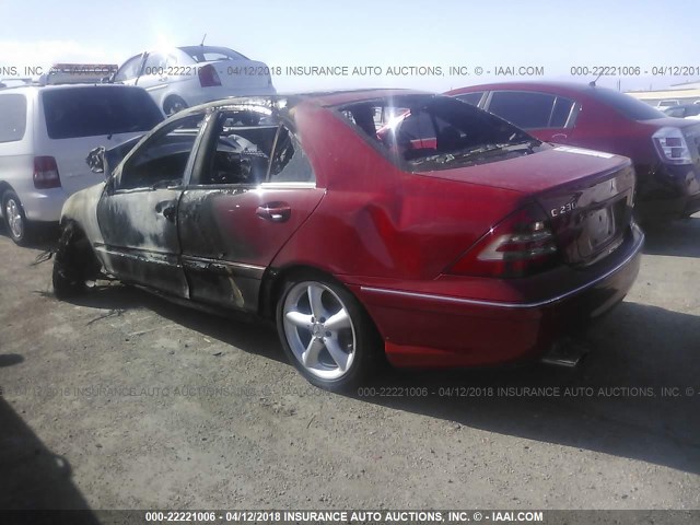 WDBRF52H56A885836 - 2006 MERCEDES-BENZ C GENERATION 2006 230 RED photo 3