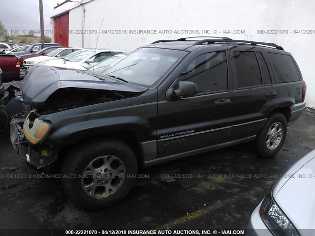 1J4GW58S4XC525260 - 1999 JEEP GRAND CHEROKEE LAREDO GRAY photo 2