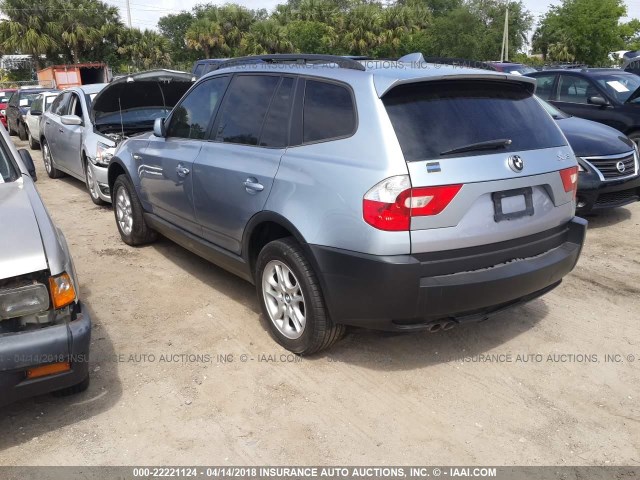 WBXPA73424WB25819 - 2004 BMW X3 2.5I BLUE photo 3