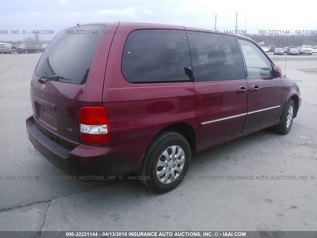 KNDUP132956722104 - 2005 KIA SEDONA EX/LX RED photo 4