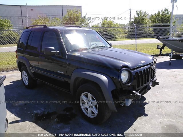 1J4GL48K34W255595 - 2004 JEEP LIBERTY SPORT BLACK photo 1