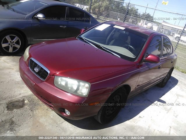 KMHDN45D93U642229 - 2003 HYUNDAI ELANTRA GLS/GT RED photo 2