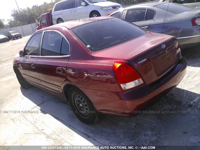 KMHDN45D93U642229 - 2003 HYUNDAI ELANTRA GLS/GT RED photo 3