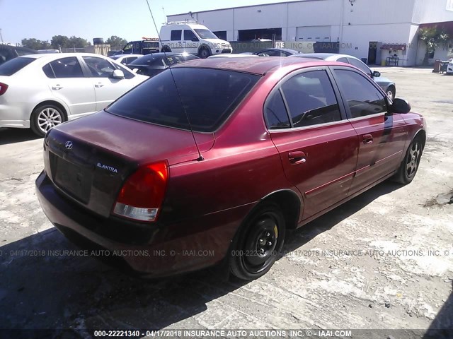 KMHDN45D93U642229 - 2003 HYUNDAI ELANTRA GLS/GT RED photo 4