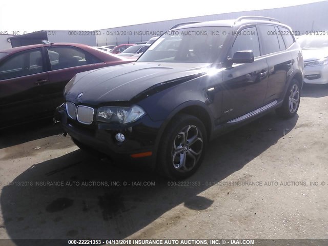 WBXPC93489WJ28413 - 2009 BMW X3 XDRIVE30I BLACK photo 2