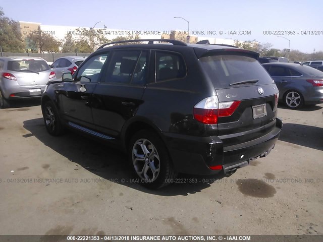 WBXPC93489WJ28413 - 2009 BMW X3 XDRIVE30I BLACK photo 3