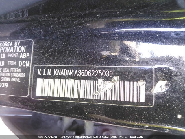 KNADN4A36D6225039 - 2013 KIA RIO EX/SX BLACK photo 9