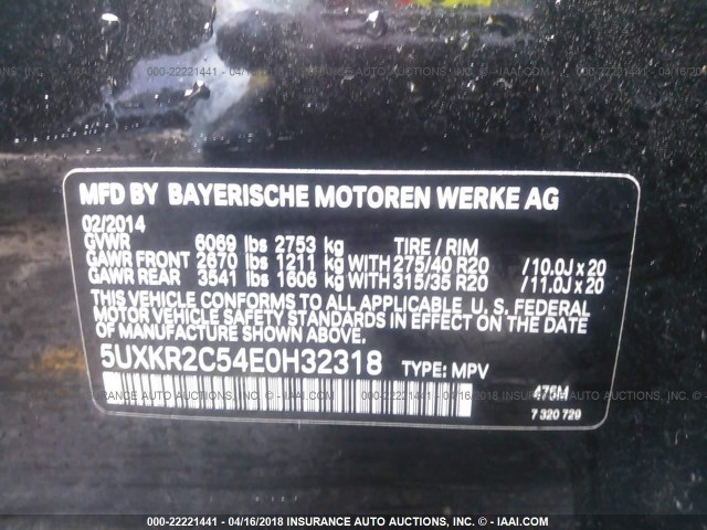 5UXKR2C54E0H32318 - 2014 BMW X5 SDRIVE35I BLACK photo 9