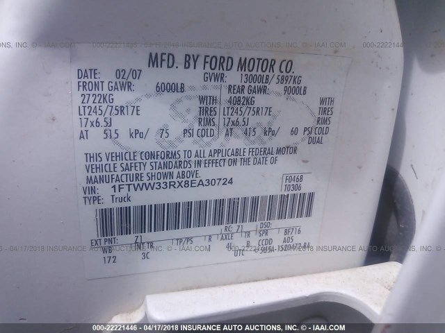 1FTWW33RX8EA30724 - 2008 FORD F350 SUPER DUTY Unknown photo 10