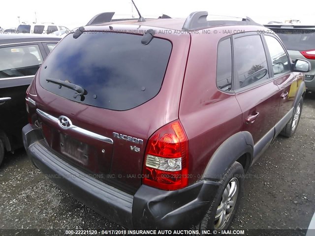 KM8JN12D96U340224 - 2006 HYUNDAI TUCSON GLS/LIMITED BURGUNDY photo 4