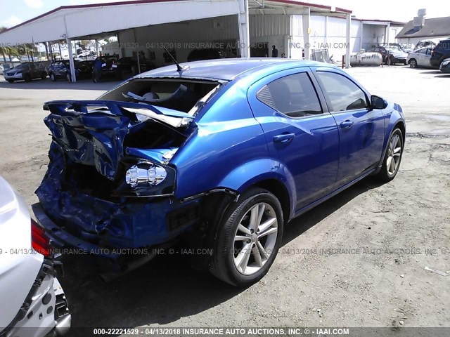 1C3CDZCB2CN260348 - 2012 DODGE AVENGER SXT BLUE photo 4