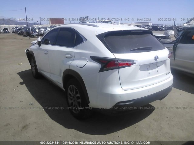 JTJBJRBZ6G2048345 - 2016 LEXUS NX 300H WHITE photo 3