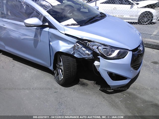 KMHDH6AE1DU019268 - 2013 HYUNDAI ELANTRA COUPE GS/SE BLUE photo 6