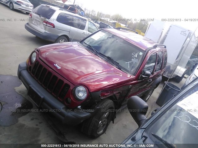 1J4GL48K97W537812 - 2007 JEEP LIBERTY SPORT RED photo 2