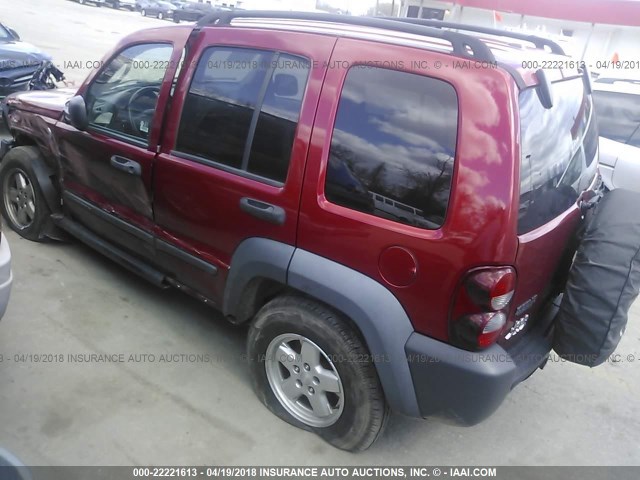 1J4GL48K97W537812 - 2007 JEEP LIBERTY SPORT RED photo 3