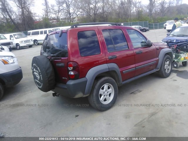 1J4GL48K97W537812 - 2007 JEEP LIBERTY SPORT RED photo 4