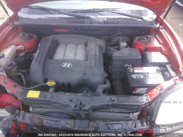 KM8SC73D54U741598 - 2004 HYUNDAI SANTA FE GLS/LX RED photo 10