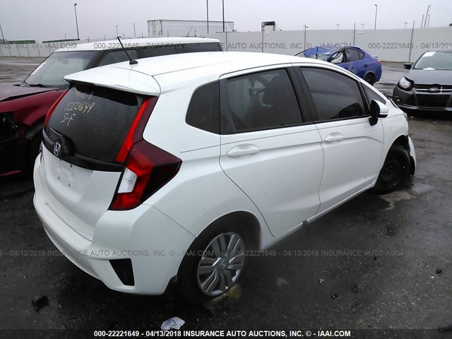 3HGGK5H53FM758914 - 2015 HONDA FIT LX WHITE photo 4