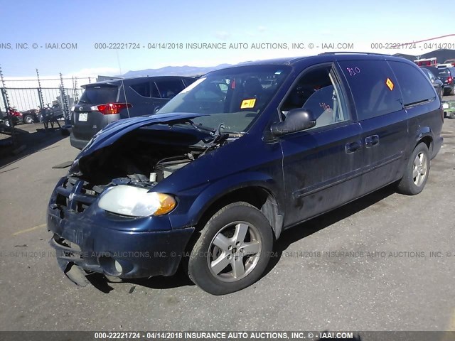 2D8GP44L65R191489 - 2005 DODGE GRAND CARAVAN SXT BLUE photo 2