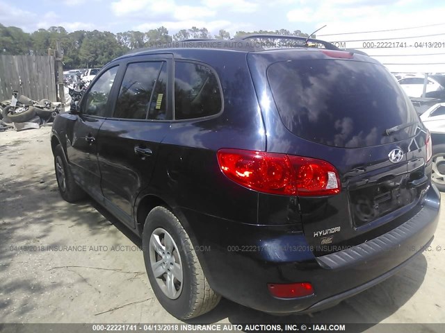 5NMSG13D29H262690 - 2009 HYUNDAI SANTA FE GLS BLUE photo 3