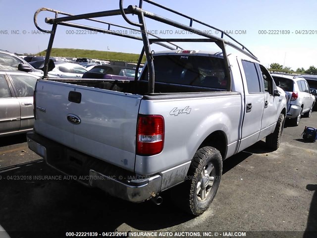1FTPW14574KC60611 - 2004 FORD F150 SUPERCREW SILVER photo 4