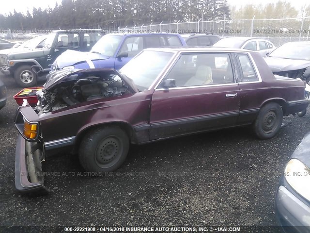 1B3BD41DXGG190589 - 1986 DODGE ARIES LE MAROON photo 2