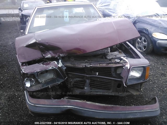 1B3BD41DXGG190589 - 1986 DODGE ARIES LE MAROON photo 6