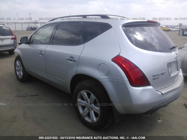 JN8AZ08W77W603963 - 2007 NISSAN MURANO SL/SE/S SILVER photo 3