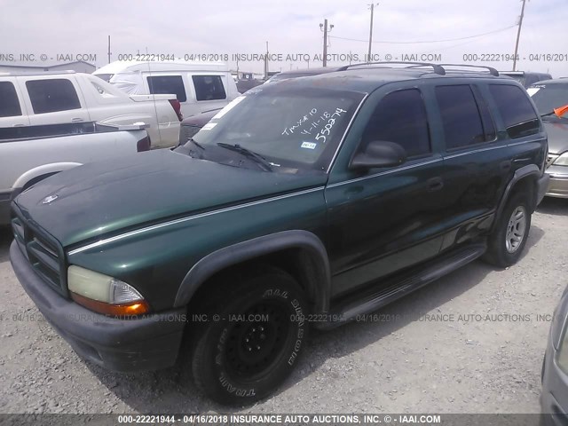 1D4HR38N33F550274 - 2003 DODGE DURANGO SPORT GREEN photo 2