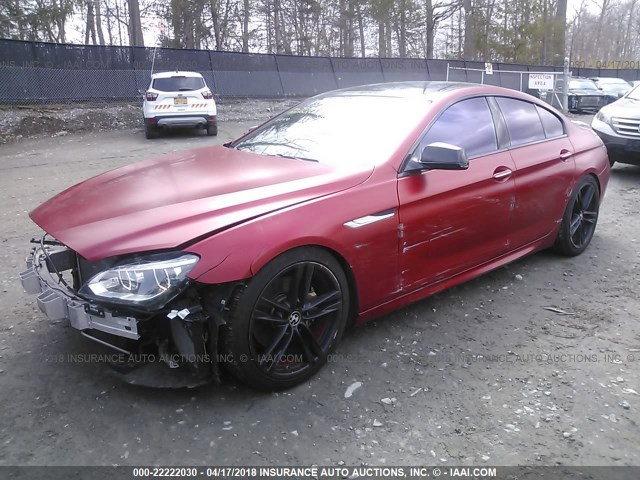 WBA6B4C5XFD761765 - 2015 BMW 650 XI/GRAN COUPE RED photo 2