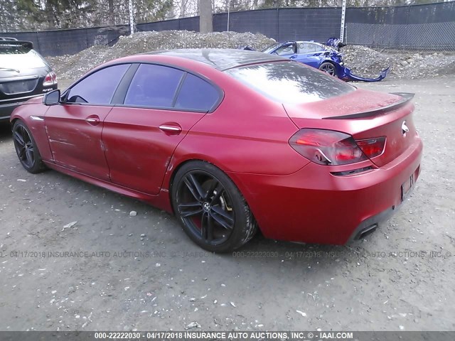 WBA6B4C5XFD761765 - 2015 BMW 650 XI/GRAN COUPE RED photo 3