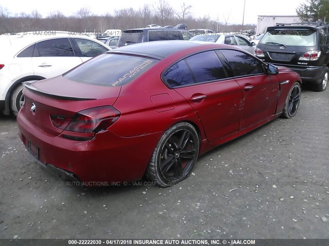 WBA6B4C5XFD761765 - 2015 BMW 650 XI/GRAN COUPE RED photo 4