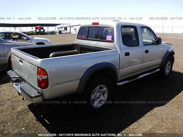 5TEGM92N81Z817962 - 2001 TOYOTA TACOMA DOUBLE CAB PRERUNNER SILVER photo 4