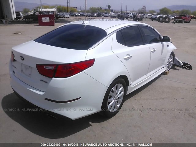 5XXGN4A74EG287402 - 2014 KIA OPTIMA EX WHITE photo 4